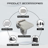 Robustt Car Bed for Back Seat | Inflatable Bed with 2 Air Pillow & Air Pump | Universal Size | Fits in All Car Model | Portable Car Bed | Car Bed For Kids, Travel, Trips, Camping, Picnic, Pool & Beach - Grey